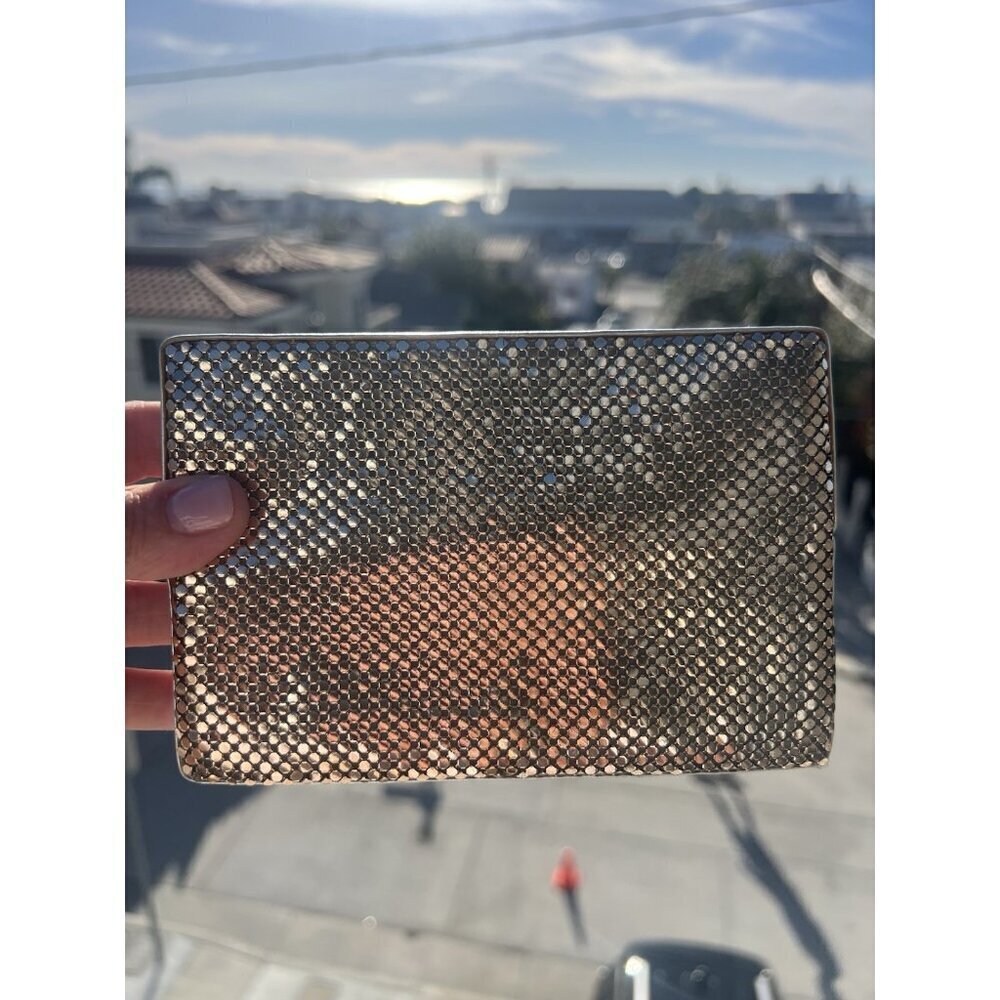 Vintage New Felix Rey Bacall Silver Mesh box clutch retro glam mobwife disco